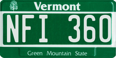 VT license plate NFI360