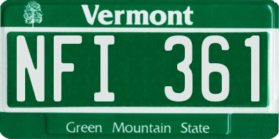 VT license plate NFI361