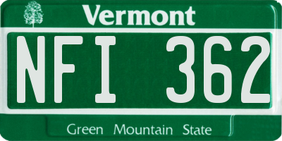 VT license plate NFI362
