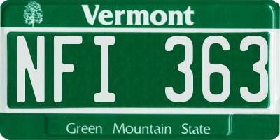 VT license plate NFI363