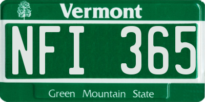 VT license plate NFI365