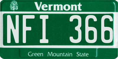 VT license plate NFI366