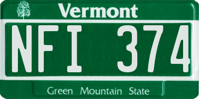 VT license plate NFI374