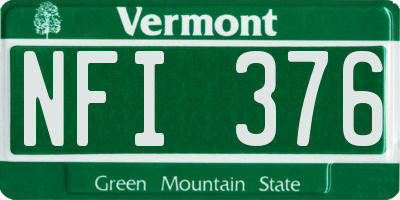 VT license plate NFI376
