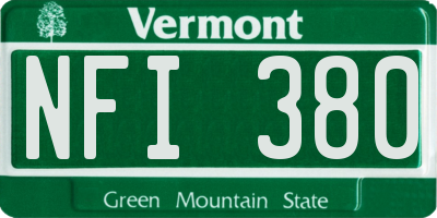 VT license plate NFI380