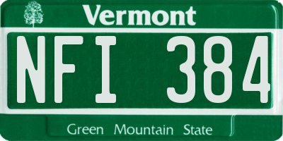 VT license plate NFI384