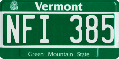 VT license plate NFI385