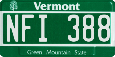 VT license plate NFI388