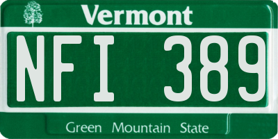 VT license plate NFI389