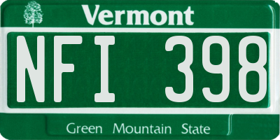 VT license plate NFI398