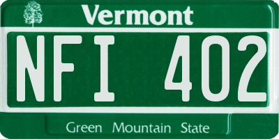 VT license plate NFI402