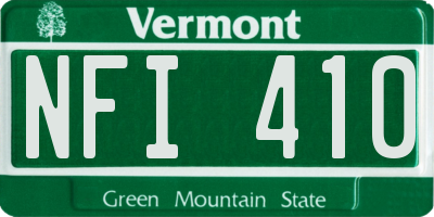 VT license plate NFI410