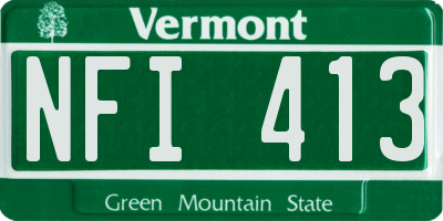 VT license plate NFI413