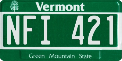 VT license plate NFI421