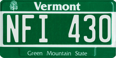 VT license plate NFI430