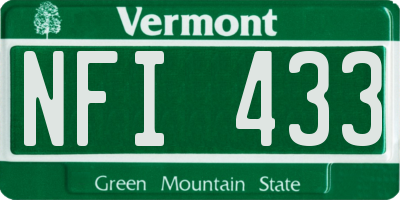 VT license plate NFI433