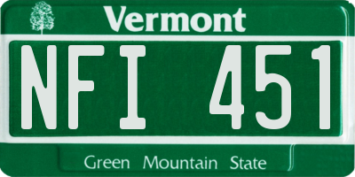 VT license plate NFI451