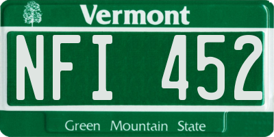 VT license plate NFI452