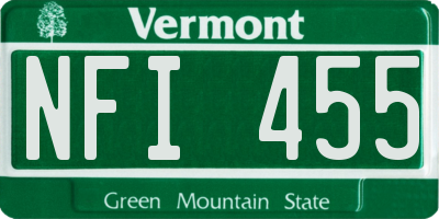 VT license plate NFI455