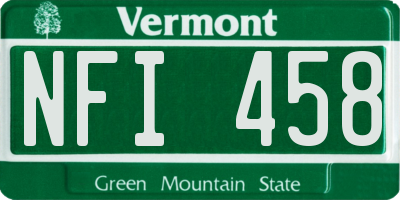 VT license plate NFI458