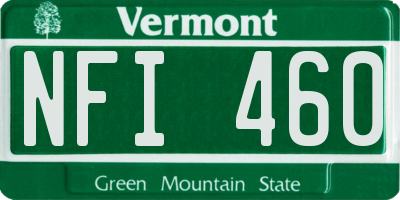 VT license plate NFI460