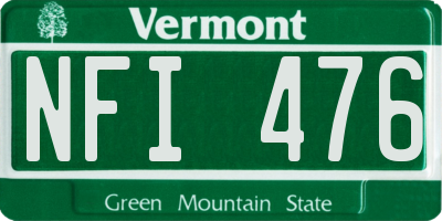 VT license plate NFI476