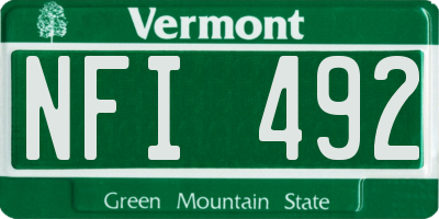 VT license plate NFI492