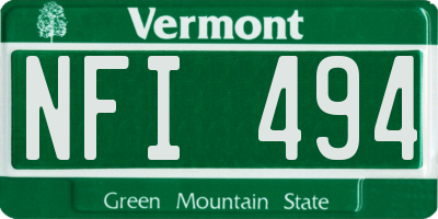 VT license plate NFI494