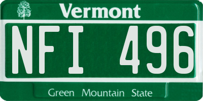 VT license plate NFI496