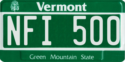 VT license plate NFI500