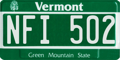 VT license plate NFI502