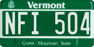VT license plate NFI504