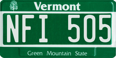 VT license plate NFI505
