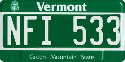 VT license plate NFI533