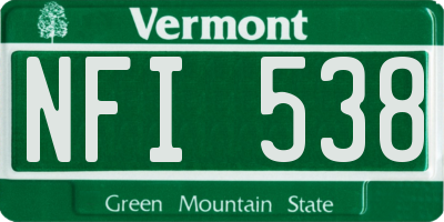 VT license plate NFI538