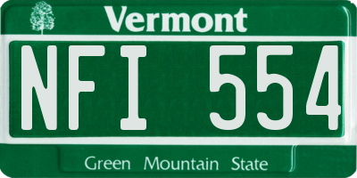VT license plate NFI554