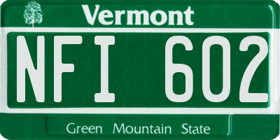 VT license plate NFI602