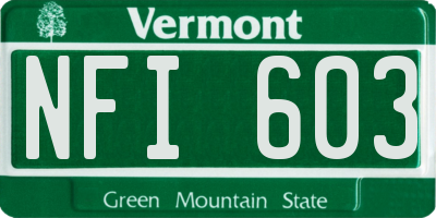 VT license plate NFI603