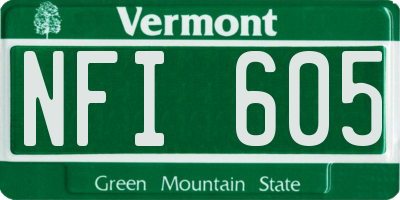 VT license plate NFI605