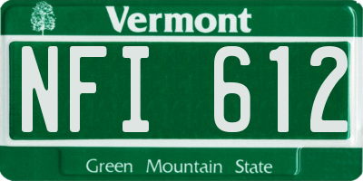 VT license plate NFI612