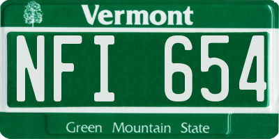 VT license plate NFI654