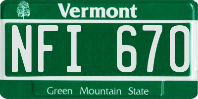 VT license plate NFI670