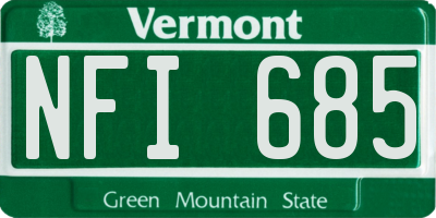 VT license plate NFI685