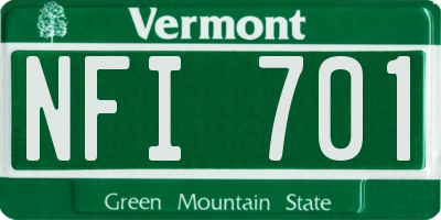 VT license plate NFI701