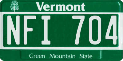 VT license plate NFI704