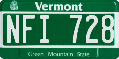 VT license plate NFI728