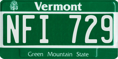 VT license plate NFI729