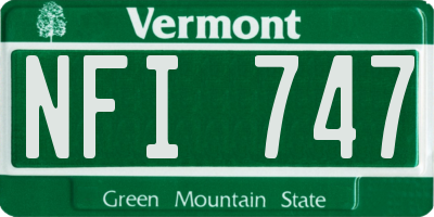 VT license plate NFI747
