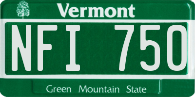 VT license plate NFI750