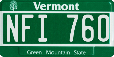 VT license plate NFI760
